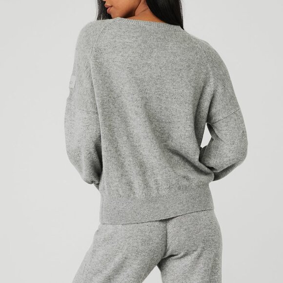 Alo Yoga Cashmere Jet Set Crew Dove Grey Heather - Picture 4 of 4